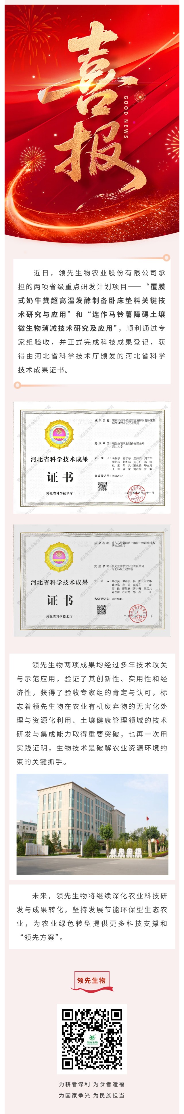 【喜讯】威廉希尔生物斩获两项省级科技成果！